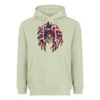 Matcha american flag indian headdress with skull Heavyweight Hoodie - RanaPortraitStore