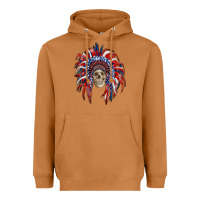 Meerkat american flag indian headdress with skull Heavyweight Hoodie - RanaPortraitStore