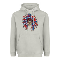 Moon Dust american flag indian headdress with skull Heavyweight Hoodie - RanaPortraitStore