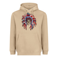 Mushroom american flag indian headdress with skull Heavyweight Hoodie - RanaPortraitStore