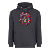 Smoke american flag indian headdress with skull Heavyweight Hoodie - RanaPortraitStore