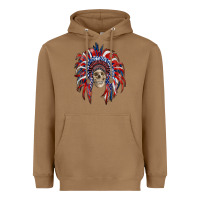 Toasted Coconut american flag indian headdress with skull Heavyweight Hoodie - RanaPortraitStore