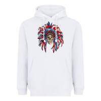 White american flag indian headdress with skull Heavyweight Hoodie - RanaPortraitStore