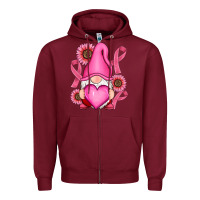 Burgundy Breast Cancer gnomes Zipper Hoodie - RanaPortraitStore