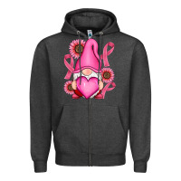 Charcoal Heather Breast Cancer gnomes Zipper Hoodie - RanaPortraitStore