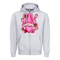 Heather Grey Breast Cancer gnomes Zipper Hoodie - RanaPortraitStore