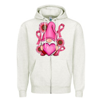 Oatmeal Heather Breast Cancer gnomes Zipper Hoodie - RanaPortraitStore