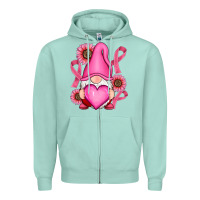 Seafoam Breast Cancer gnomes Zipper Hoodie - RanaPortraitStore