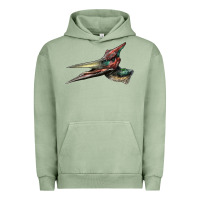 Pigment Oil Green Pteranodon Face Urban Hoodie - LillyAllenDesigns