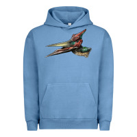 Pigment Pebble Blue Pteranodon Face Urban Hoodie - LillyAllenDesigns