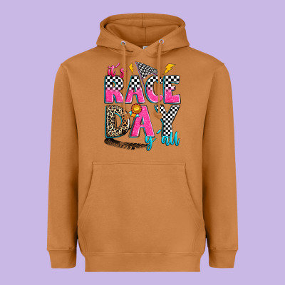 It's Race Day Y'all Heavyweight Hoodie Designed By Zillion Design Studio