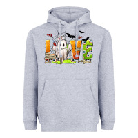 Heather Grey Love Nurse Halloween Heavyweight Hoodie - texasbilliewilder