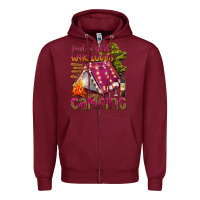 Burgundy just a girl who loves camping Zipper Hoodie - texasbilliewilder