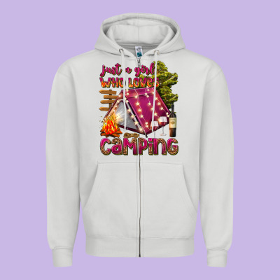 Just A Girl Who Loves Camping Zipper Hoodie Designed By Texasbilliewilder
