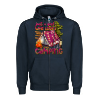 Navy just a girl who loves camping Zipper Hoodie - texasbilliewilder
