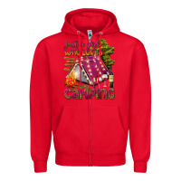 Red just a girl who loves camping Zipper Hoodie - texasbilliewilder
