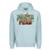 Blue Mist faith over fear cross Premium Hoodie - NancyCooperArtShop