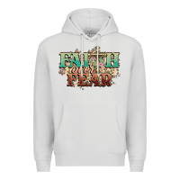 Dove Grey faith over fear cross Premium Hoodie - NancyCooperArtShop