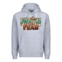 Heather Grey faith over fear cross Premium Hoodie - NancyCooperArtShop