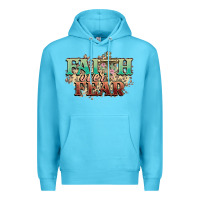 Ocean Blue faith over fear cross Premium Hoodie - NancyCooperArtShop