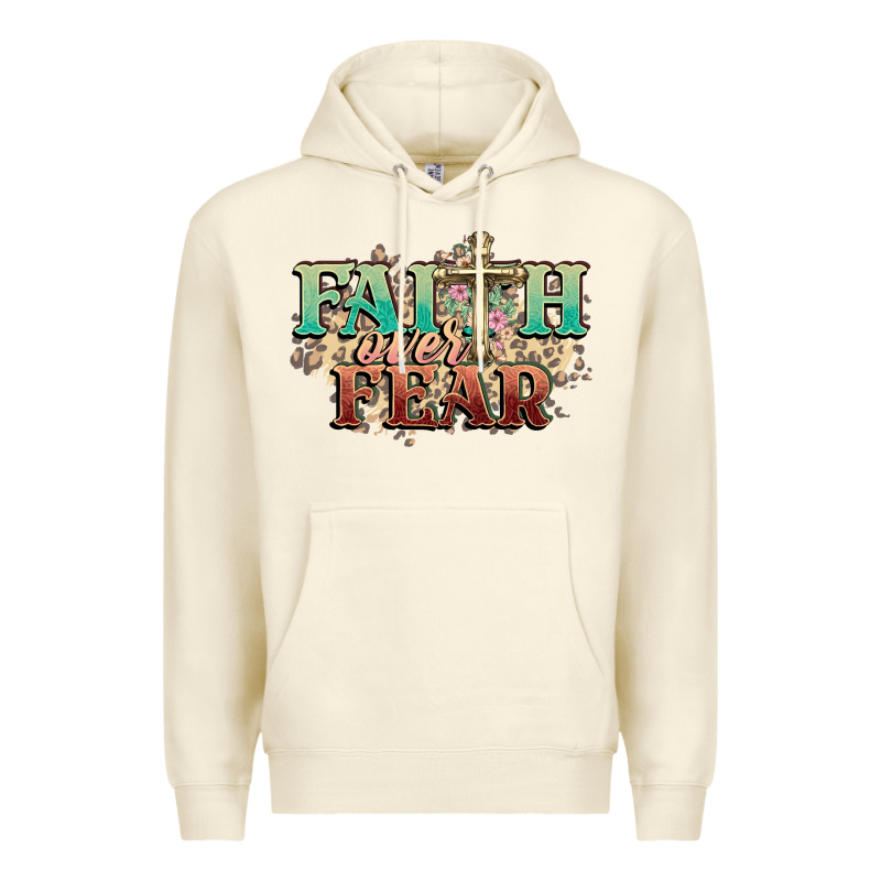 Faith Over Fear Cross Premium Hoodie by NancyCooperArtShop | Teevron
