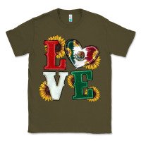 Army Green Mexican Flag With Sunflowers Love Classic Tee - RanaPortraitStore