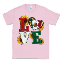 Bubblegum Pink Mexican Flag With Sunflowers Love Classic Tee - RanaPortraitStore