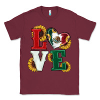 Burgundy Mexican Flag With Sunflowers Love Classic Tee - RanaPortraitStore
