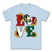Dusty Blue Mexican Flag With Sunflowers Love Classic Tee - RanaPortraitStore