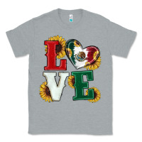 Heather Grey Mexican Flag With Sunflowers Love Classic Tee - RanaPortraitStore