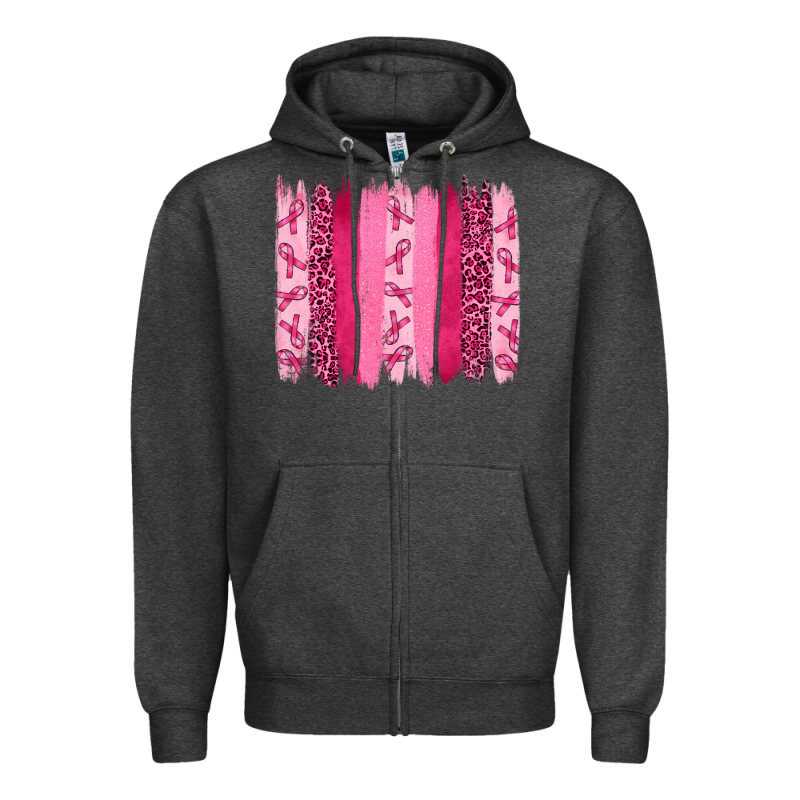 Breast Cancer Brushstrokes Zipper Hoodie by RanaPortraitStore | Teevron