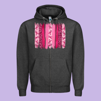 Zipper Hoodie Breast Cancer Brushstrokes