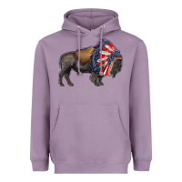 Lavender american bison with indian headdress Heavyweight Hoodie - RanaPortraitStore