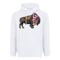 White american bison with indian headdress Heavyweight Hoodie - RanaPortraitStore