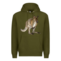 Army Green Hand Drawn Wallaby Animal Premium Hoodie - LillyAllenDesigns