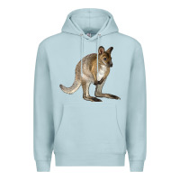 Blue Mist Hand Drawn Wallaby Animal Premium Hoodie - LillyAllenDesigns