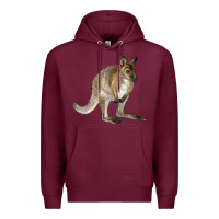 Burgundy Hand Drawn Wallaby Animal Premium Hoodie - LillyAllenDesigns