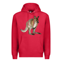 Cardinal Hand Drawn Wallaby Animal Premium Hoodie - LillyAllenDesigns