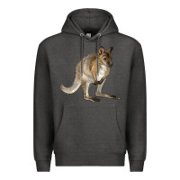 Charcoal Heather Hand Drawn Wallaby Animal Premium Hoodie - LillyAllenDesigns
