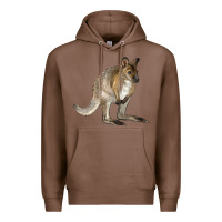Chestnut Hand Drawn Wallaby Animal Premium Hoodie - LillyAllenDesigns