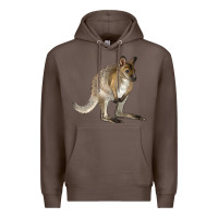 Coffee Hand Drawn Wallaby Animal Premium Hoodie - LillyAllenDesigns