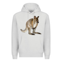 Dove Grey Hand Drawn Wallaby Animal Premium Hoodie - LillyAllenDesigns