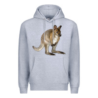 Heather Grey Hand Drawn Wallaby Animal Premium Hoodie - LillyAllenDesigns