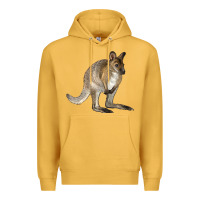 Mustard Hand Drawn Wallaby Animal Premium Hoodie - LillyAllenDesigns