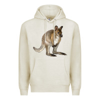 Oatmeal Heather Hand Drawn Wallaby Animal Premium Hoodie - LillyAllenDesigns