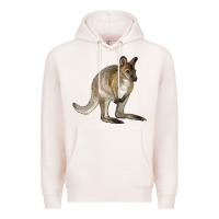 Pale Pink Hand Drawn Wallaby Animal Premium Hoodie - LillyAllenDesigns