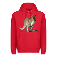 Red Hand Drawn Wallaby Animal Premium Hoodie - LillyAllenDesigns