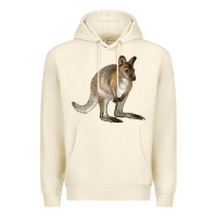 Sandshell Hand Drawn Wallaby Animal Premium Hoodie - LillyAllenDesigns