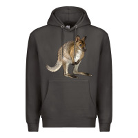 Smoke Hand Drawn Wallaby Animal Premium Hoodie - LillyAllenDesigns