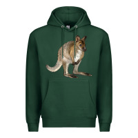 Sports Green Hand Drawn Wallaby Animal Premium Hoodie - LillyAllenDesigns